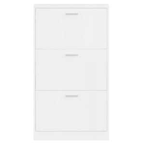 vidaXL Shoe Cabinet High Gloss White 59x17x108 cm Engineered Wood