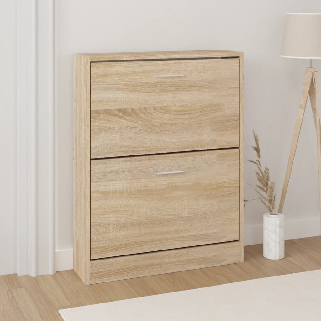 vidaXL Shoe Cabinet Oak 59x17x81 cm Engineered Wood