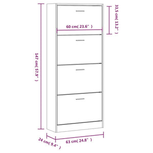 vidaXL Shoe Cabinet Concrete Grey 63x24x147 cm Engineered Wood