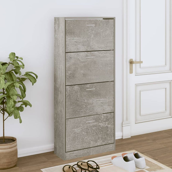 vidaXL Shoe Cabinet Concrete Grey 63x24x147 cm Engineered Wood