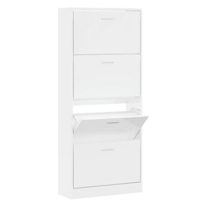 vidaXL Shoe Cabinet High Gloss White 63x24x147 cm Engineered Wood