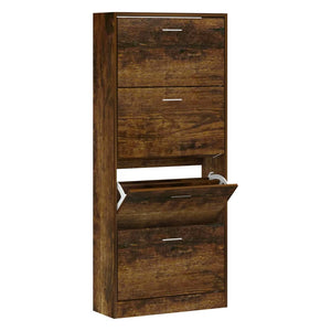 vidaXL Shoe Cabinet Smoked Oak 63x24x147 cm Engineered Wood