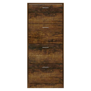 vidaXL Shoe Cabinet Smoked Oak 63x24x147 cm Engineered Wood