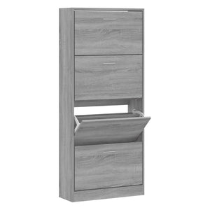 vidaXL Shoe Cabinet Grey Sonoma 63x24x147 cm Engineered Wood