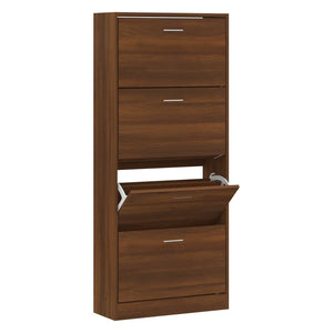 vidaXL Shoe Cabinet Brown Oak 63x24x147 cm Engineered Wood