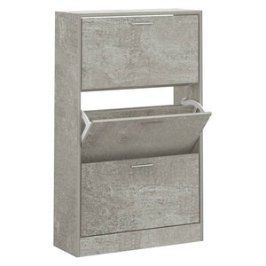 vidaXL Shoe Cabinet Concrete Grey 63x24x103 cm Engineered Wood