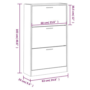 vidaXL Shoe Cabinet Concrete Grey 63x24x103 cm Engineered Wood