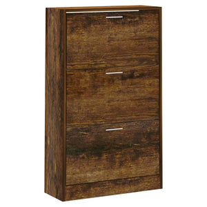 vidaXL Shoe Cabinet Smoked Oak 63x24x103 cm Engineered Wood