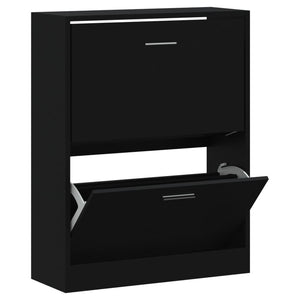 vidaXL Shoe Cabinet Black 63x24x81 cm Engineered Wood