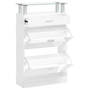 vidaXL Shoe Cabinet High Gloss White 63x24x104 cm Engineered Wood