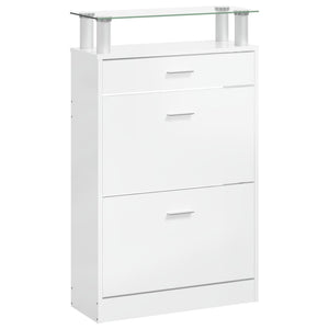 vidaXL Shoe Cabinet High Gloss White 63x24x104 cm Engineered Wood