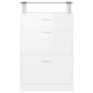 vidaXL Shoe Cabinet High Gloss White 63x24x104 cm Engineered Wood