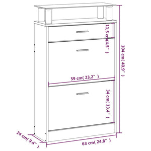 vidaXL Shoe Cabinet High Gloss White 63x24x104 cm Engineered Wood