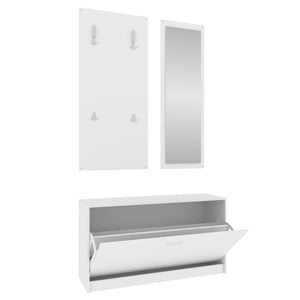 vidaXL 3-in-1 Shoe Cabinet Set White Engineered Wood