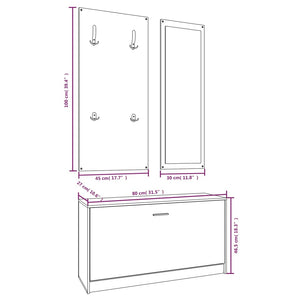 vidaXL 3-in-1 Shoe Cabinet Set White Engineered Wood