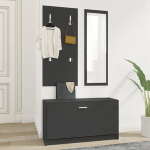 vidaXL 3-in-1 Shoe Cabinet Set Black Engineered Wood