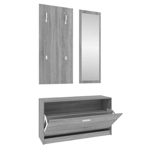 vidaXL 3-in-1 Shoe Cabinet Set Grey Sonoma Engineered Wood