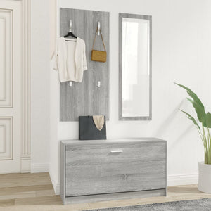 vidaXL 3-in-1 Shoe Cabinet Set Grey Sonoma Engineered Wood