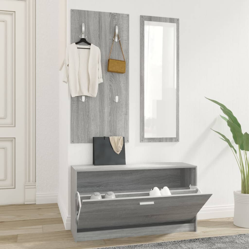 vidaXL 3-in-1 Shoe Cabinet Set Grey Sonoma Engineered Wood