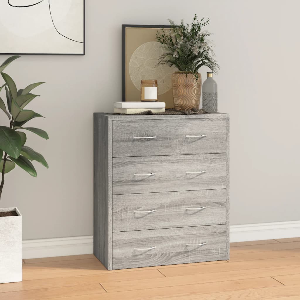 vidaXL Sideboard with 4 Drawers 60x30.5x71 cm Grey Sonoma