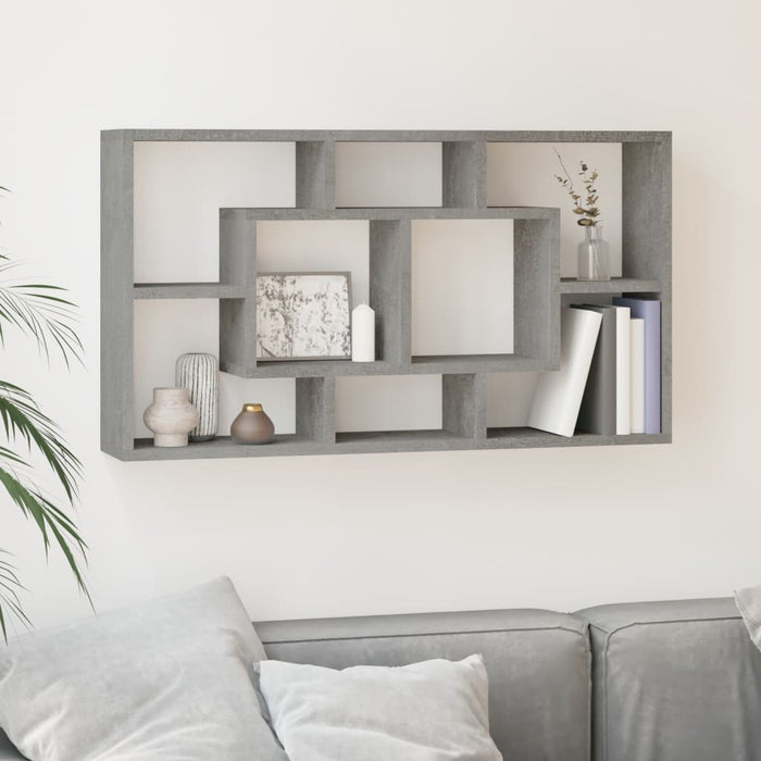 vidaXL Wall Display Shelf 8 Compartments Concrete Grey