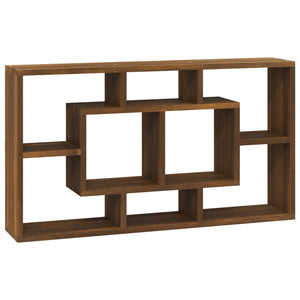 vidaXL Wall Display Shelf 8 Compartments Brown Oak