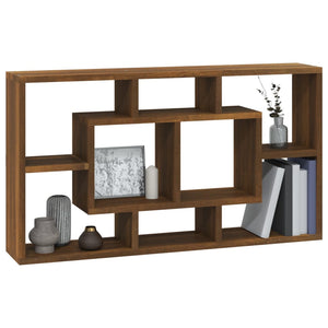 vidaXL Wall Display Shelf 8 Compartments Brown Oak