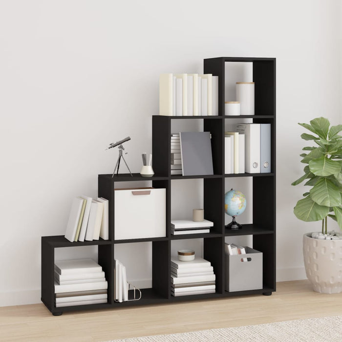 vidaXL Staircase Bookcase Black 142 cm Engineered Wood