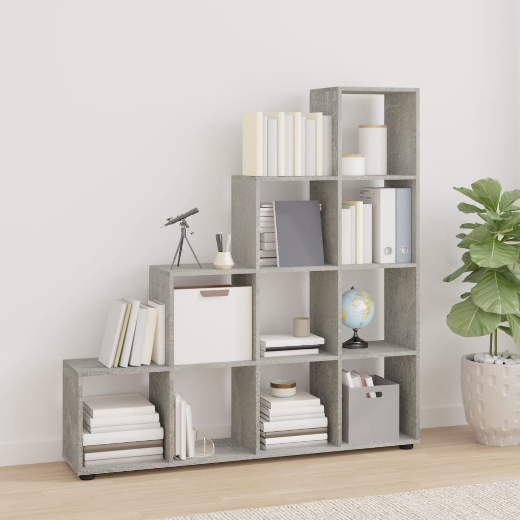 vidaXL Staircase Bookcase Concrete Grey 142 cm Engineered Wood