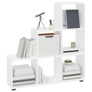 vidaXL Staircase Bookcase High Gloss White 107 cm Engineered Wood