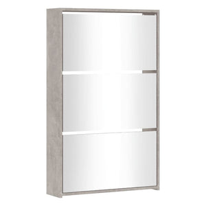 vidaXL Shoe Cabinet with Mirror 3-Layer Concrete Grey 63x17x102.5 cm