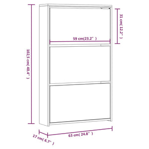 vidaXL Shoe Cabinet with Mirror 3-Layer Smoked Oak 63x17x102.5 cm