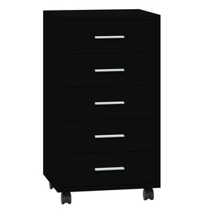 vidaXL Drawer Cabinet with Castors Black Engineered Wood