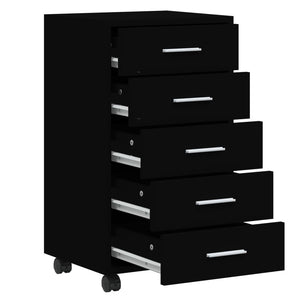 vidaXL Drawer Cabinet with Castors Black Engineered Wood