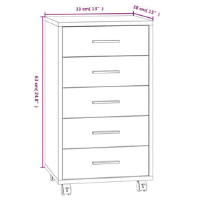 vidaXL Drawer Cabinet with Castors Black Engineered Wood