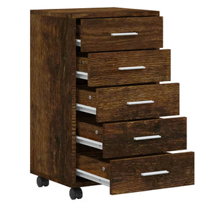 vidaXL Drawer Cabinet with Castors Smoked Oak Engineered Wood