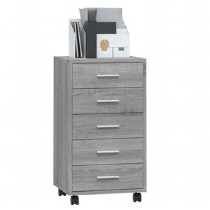 vidaXL Drawer Cabinet with Castors Grey Sonoma Engineered Wood