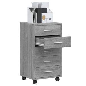 vidaXL Drawer Cabinet with Castors Grey Sonoma Engineered Wood