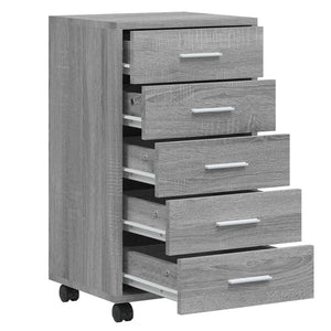 vidaXL Drawer Cabinet with Castors Grey Sonoma Engineered Wood