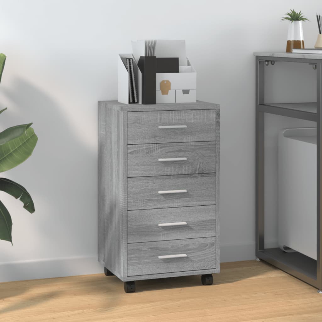 vidaXL Drawer Cabinet with Castors Grey Sonoma Engineered Wood