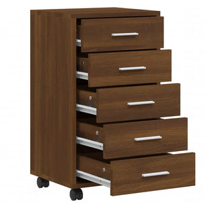 vidaXL Drawer Cabinet with Castors Brown Oak Engineered Wood