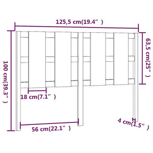 vidaXL Bed Headboard Grey 125.5x4x100 cm Solid Wood Pine