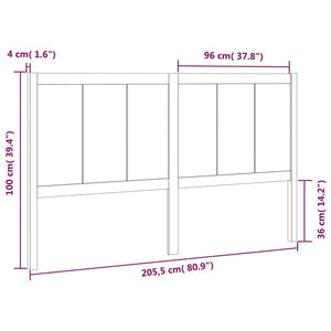 vidaXL Bed Headboard Black 205.5x4x100 cm Solid Pine Wood