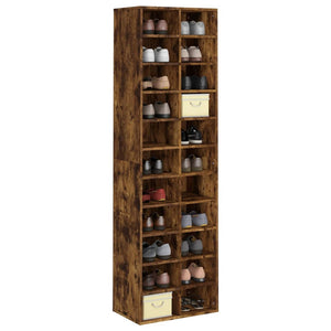 vidaXL Shoe Cabinet Smoked Oak 54x34x183 cm Engineered Wood