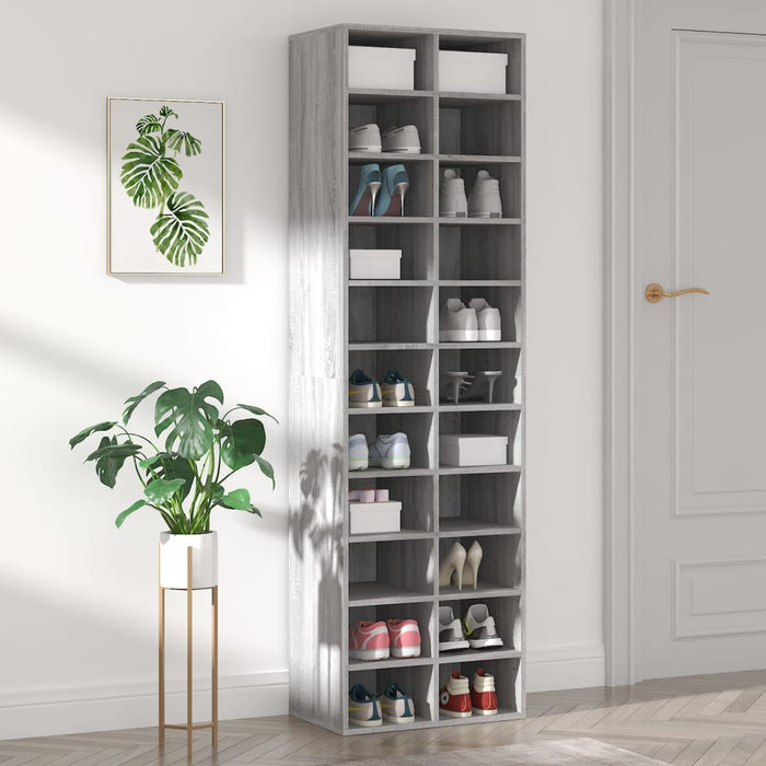 vidaXL Shoe Cabinet Grey Sonoma 54x34x183 cm Engineered Wood