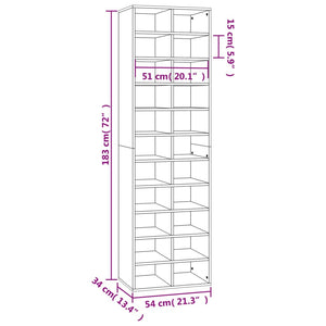 vidaXL Shoe Cabinet Brown Oak 54x34x183 cm Engineered Wood