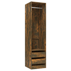 vidaXL Wardrobe with Drawers Smoked Oak 50x50x200 cm Engineered Wood