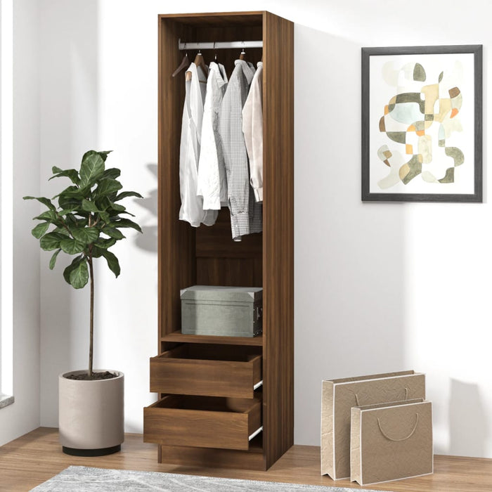 vidaXL Wardrobe with Drawers Brown Oak 50x50x200 cm Engineered Wood