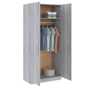 vidaXL Wardrobe Grey Sonoma 90x50x200 cm Engineered Wood