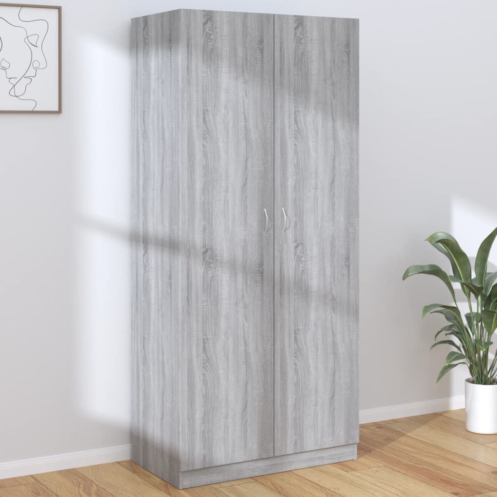 vidaXL Wardrobe Grey Sonoma 90x50x200 cm Engineered Wood